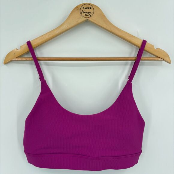 Wilo Ribbed Sports bra, Sz Med, Raspberry Pink Removable Pads Adjustable Workout - Picture 2 of 7